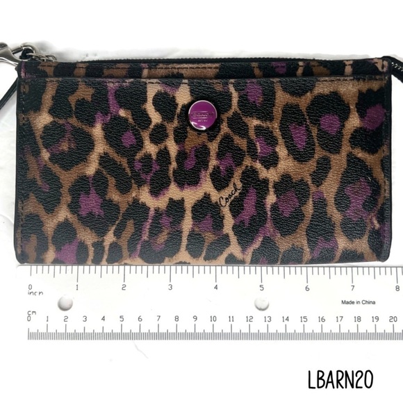 Coach Purple Leopard Ocelot Zippered Wallet - Picture 8 of 10